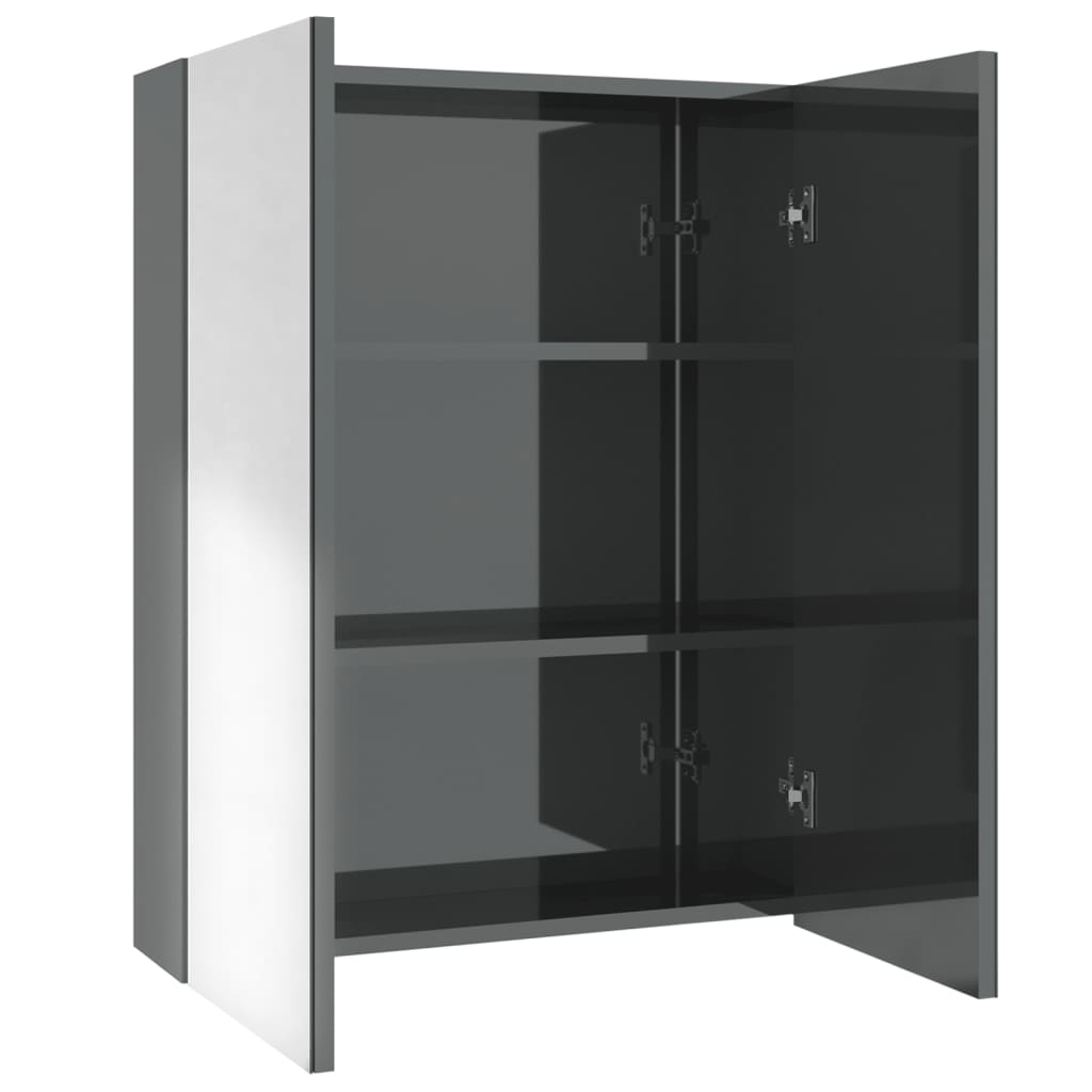 Bathroom Mirror Cabinet 60x15x75 cm MDF Shining Grey