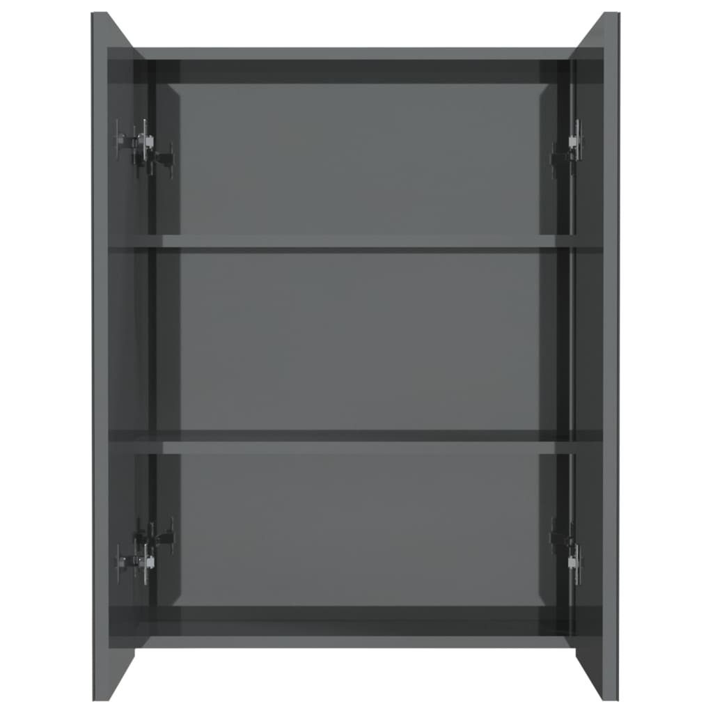 Bathroom Mirror Cabinet 60x15x75 cm MDF Shining Grey