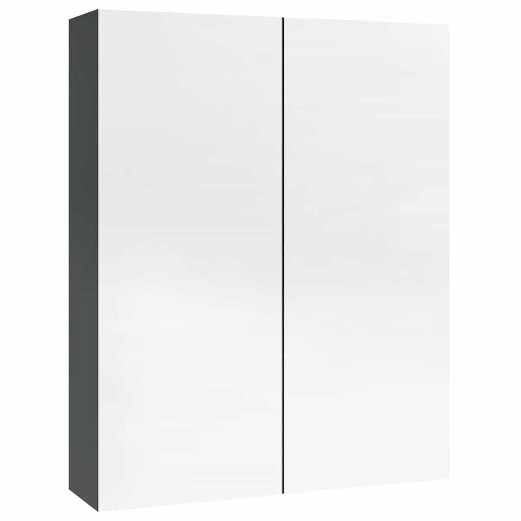 Bathroom Mirror Cabinet 60x15x75 cm MDF Shining Grey