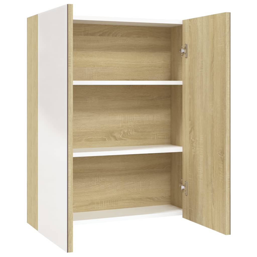 331530 vidaXL Bathroom Mirror Cabinet 60x15x75 cm MDF White and Oak