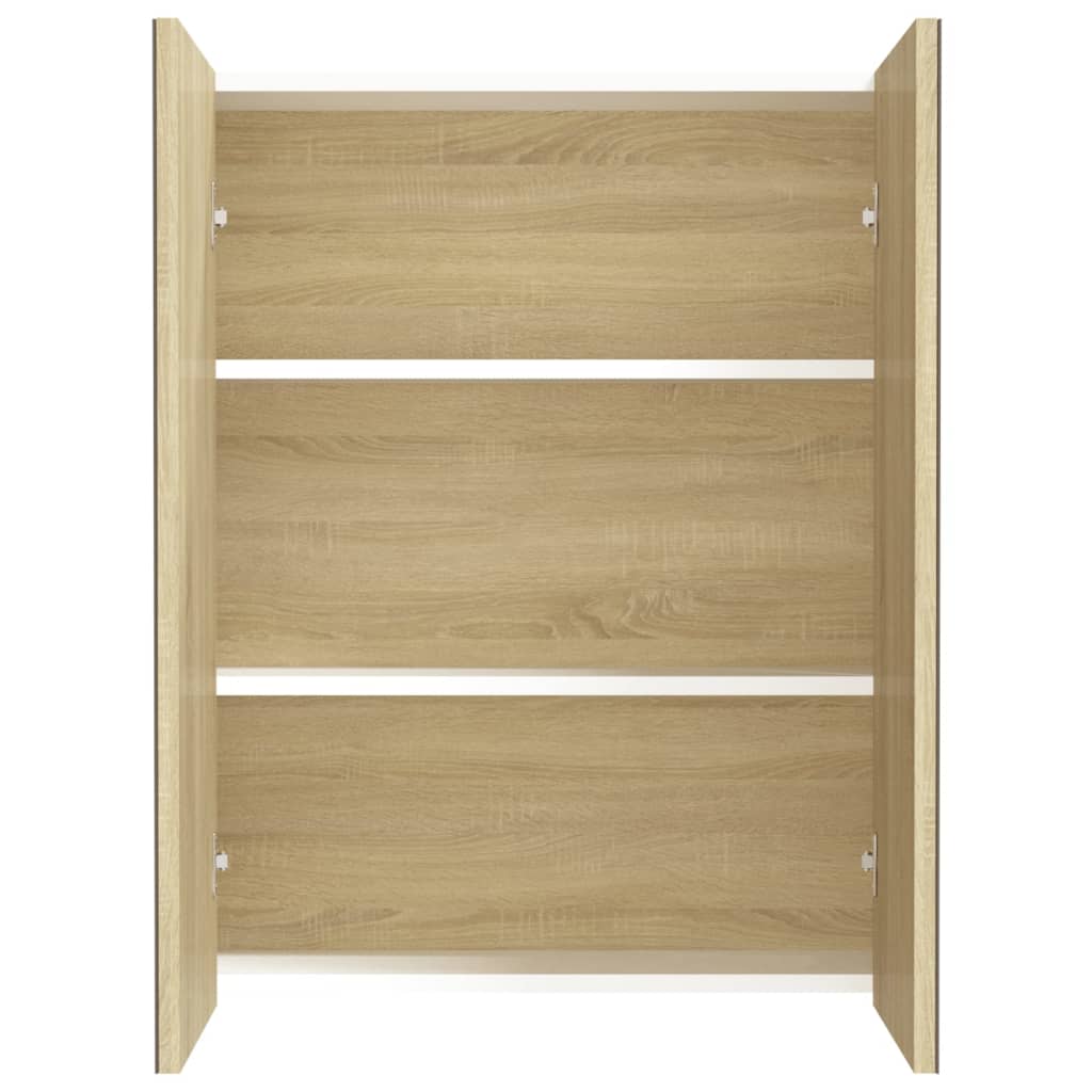331530 vidaXL Bathroom Mirror Cabinet 60x15x75 cm MDF White and Oak