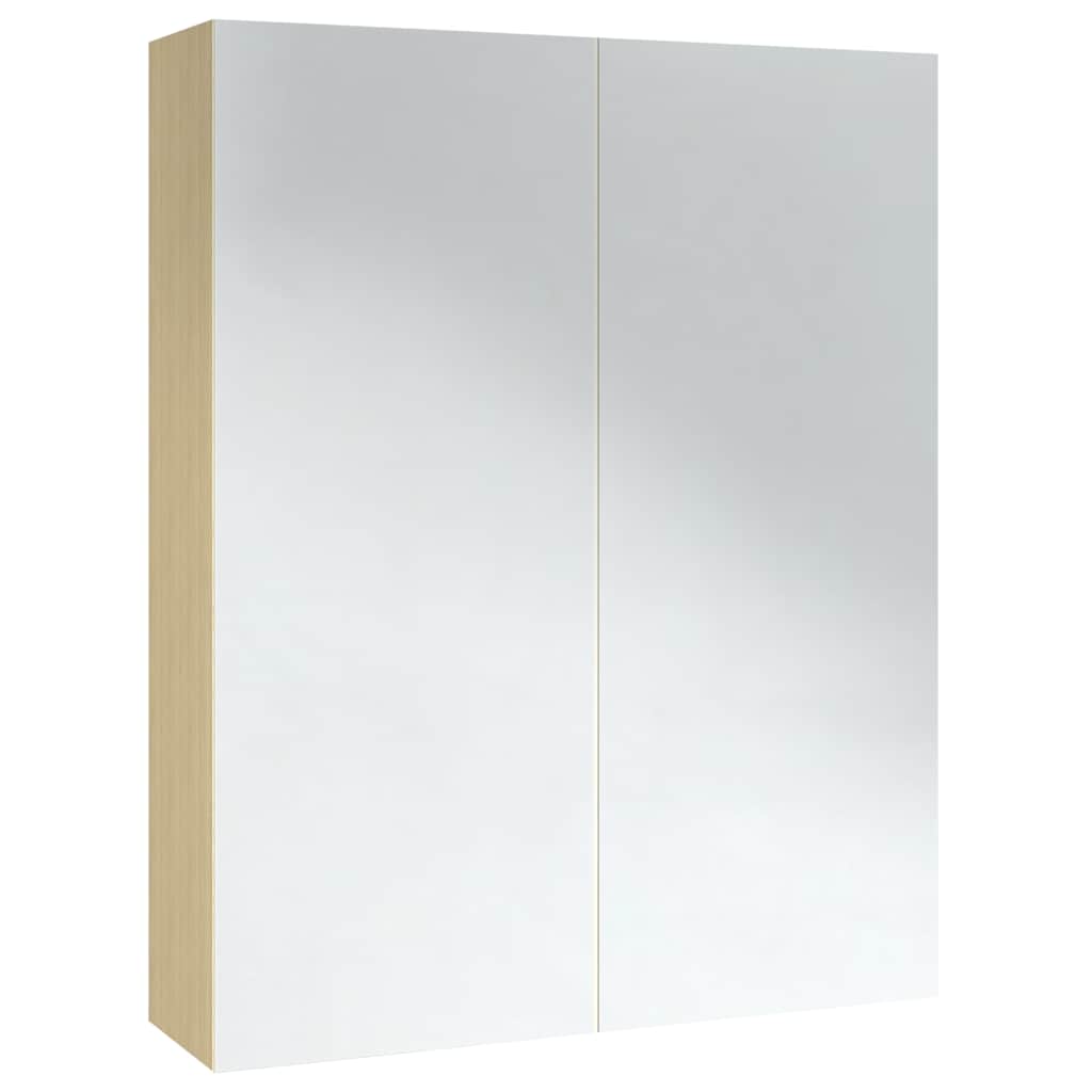 331530 vidaXL Bathroom Mirror Cabinet 60x15x75 cm MDF White and Oak