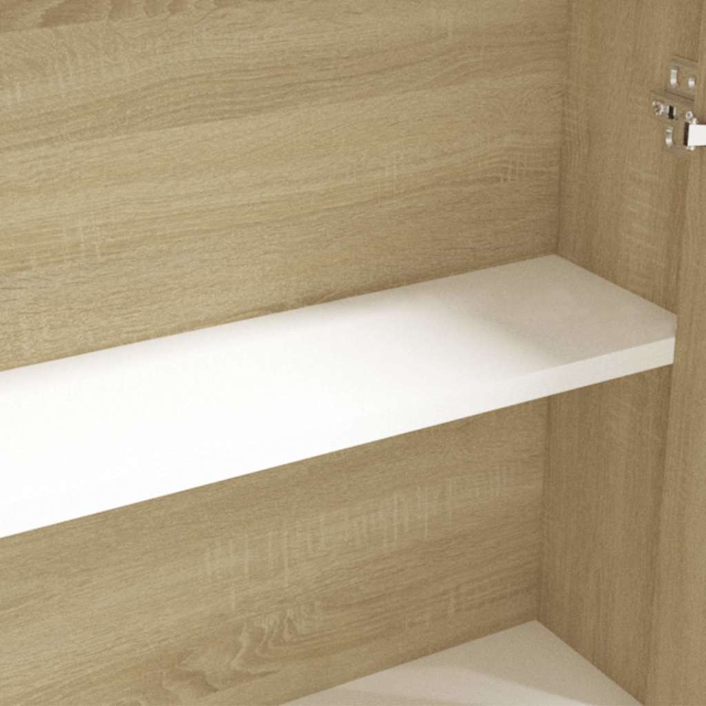 331530 vidaXL Bathroom Mirror Cabinet 60x15x75 cm MDF White and Oak