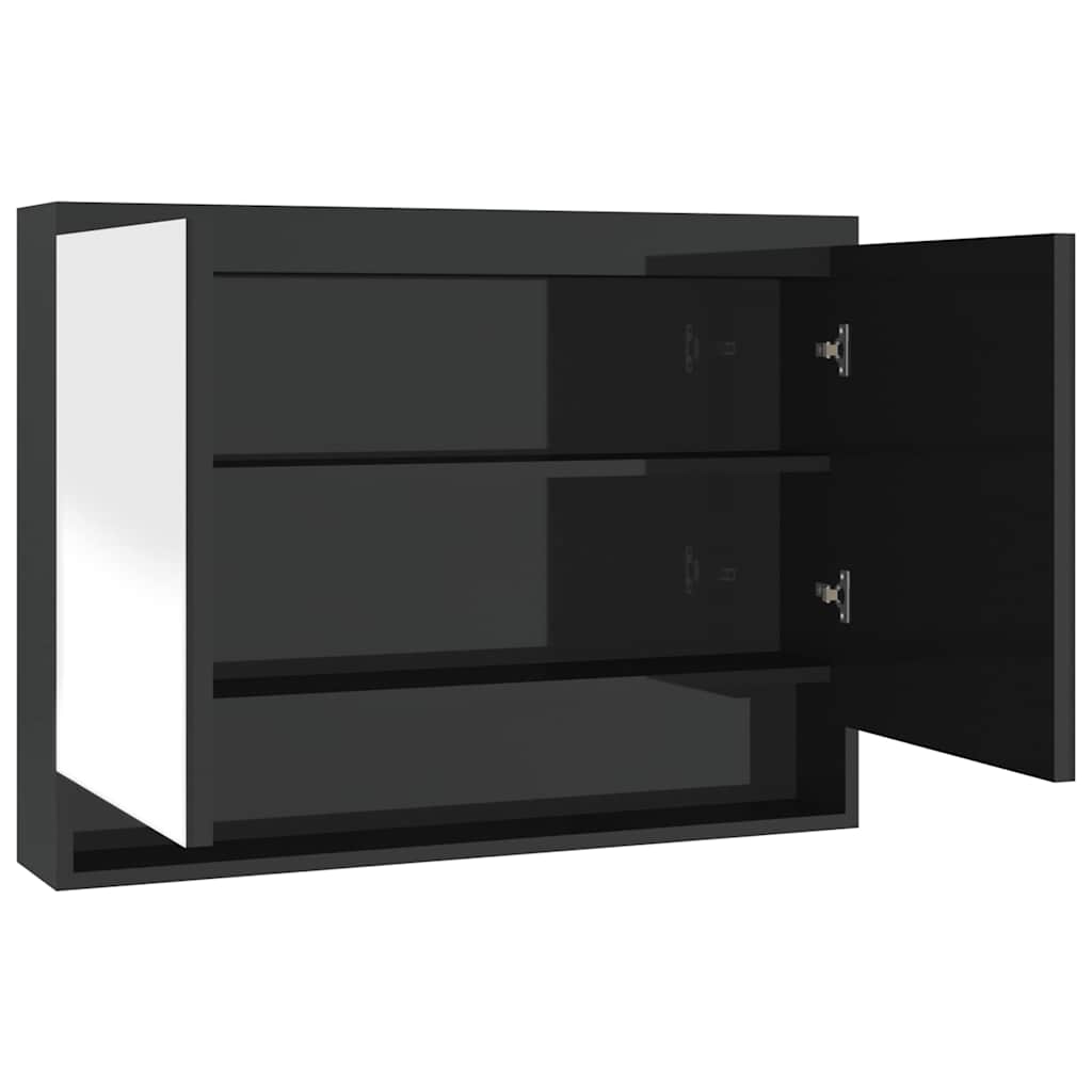 331531 vidaXL Bathroom Mirror Cabinet 80x15x60 cm MDF Shining Black