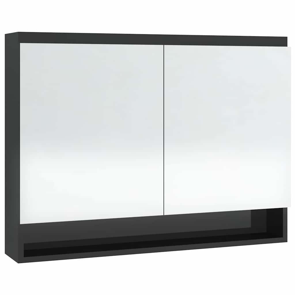 331531 vidaXL Bathroom Mirror Cabinet 80x15x60 cm MDF Shining Black