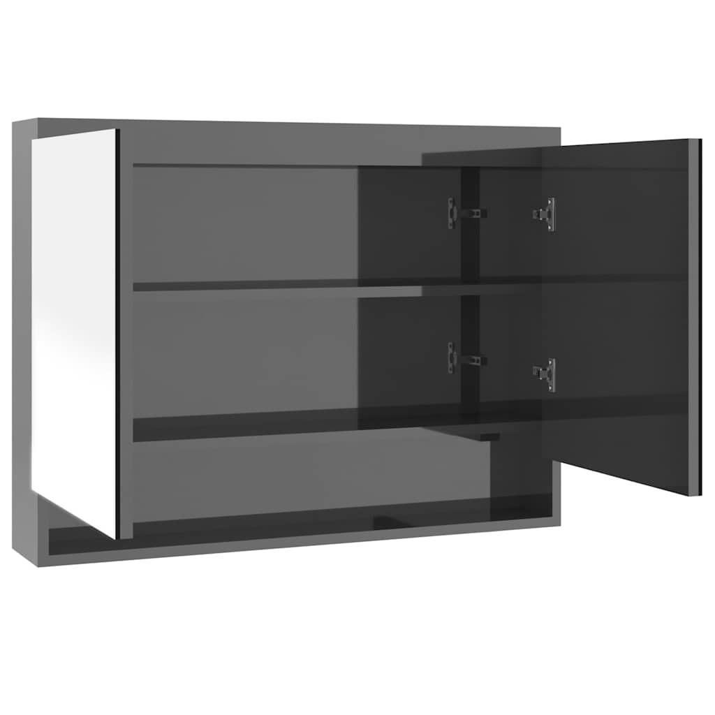331533 vidaXL Bathroom Mirror Cabinet 80x15x60 cm MDF Shining Grey