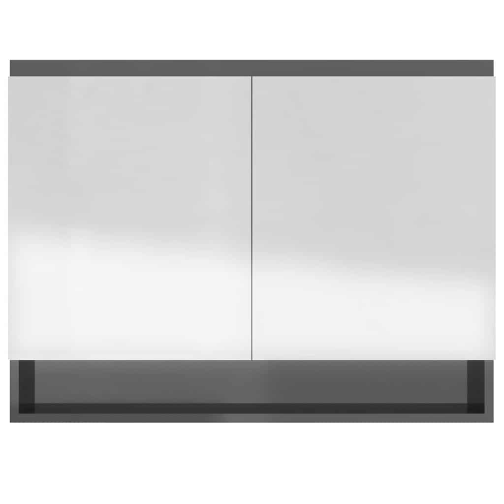 331533 vidaXL Bathroom Mirror Cabinet 80x15x60 cm MDF Shining Grey