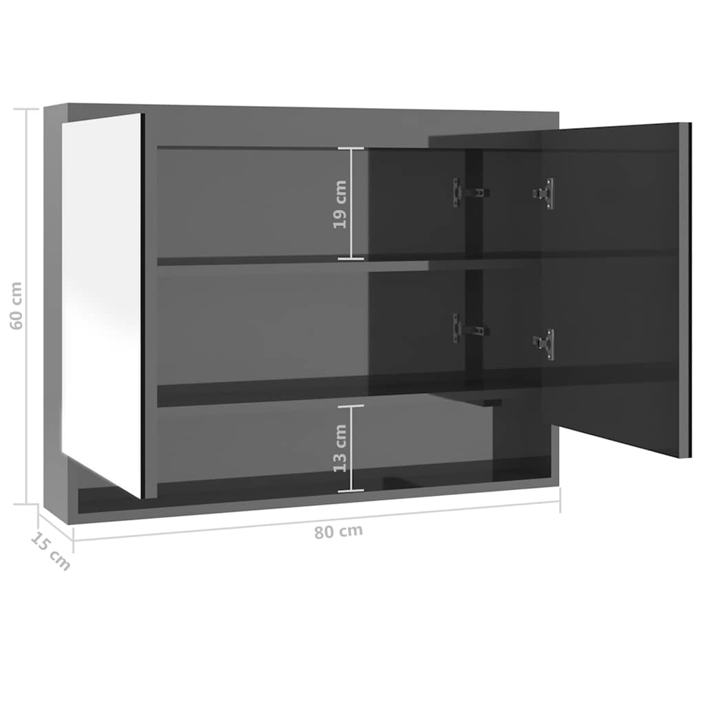 331534 vidaXL Bathroom Mirror Cabinet 80x15x60 cm MDF Grey