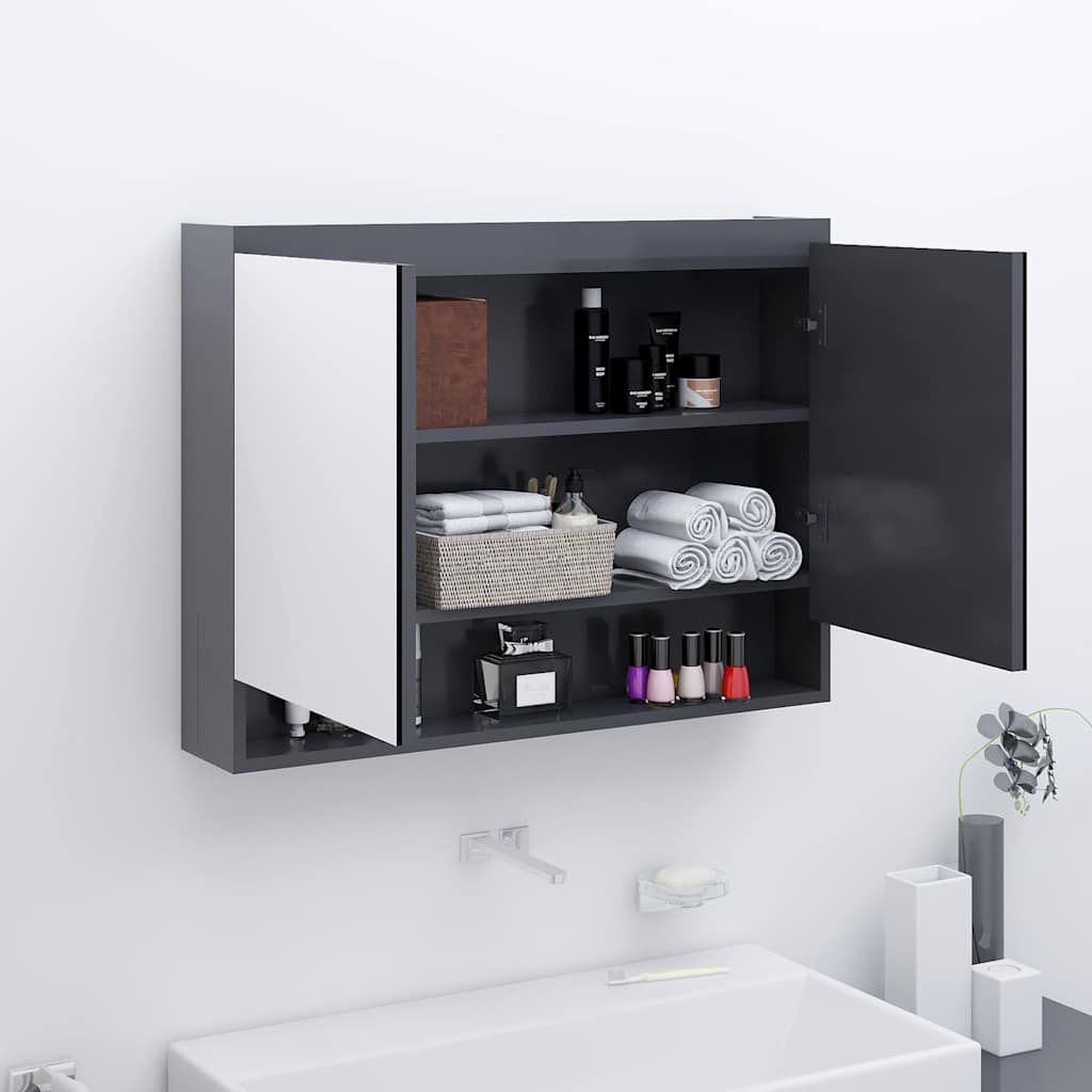 331534 vidaXL Bathroom Mirror Cabinet 80x15x60 cm MDF Grey