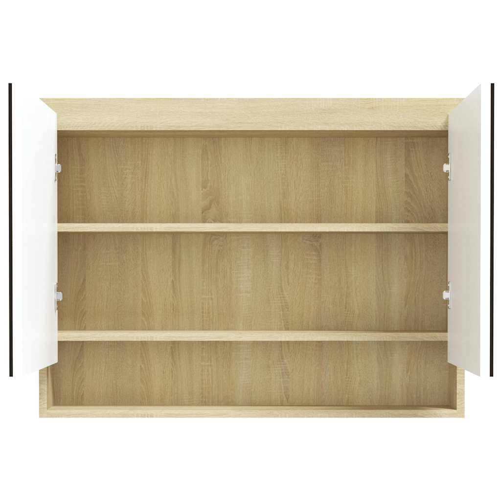 331537 vidaXL Bathroom Mirror Cabinet 80x15x60 cm MDF White and Oak