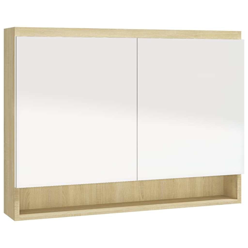 331537 vidaXL Bathroom Mirror Cabinet 80x15x60 cm MDF White and Oak