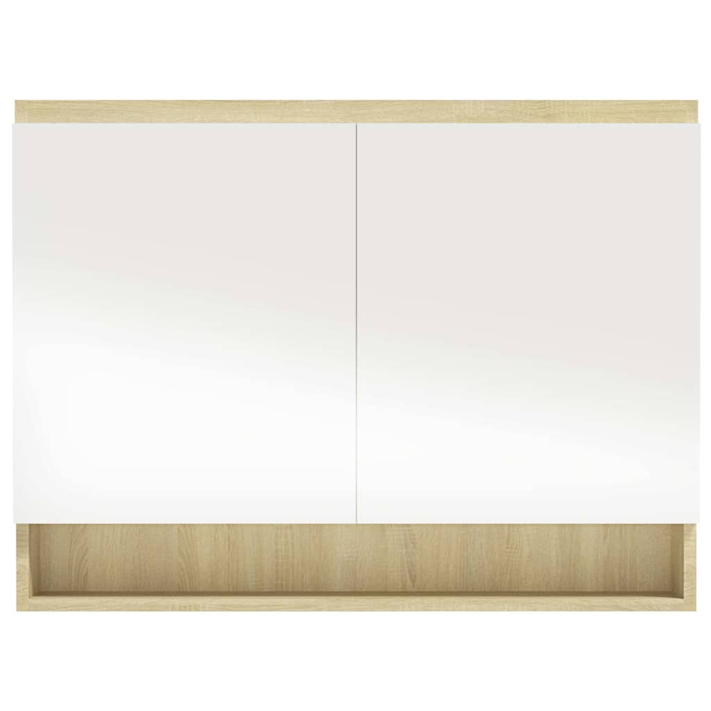 331537 vidaXL Bathroom Mirror Cabinet 80x15x60 cm MDF White and Oak