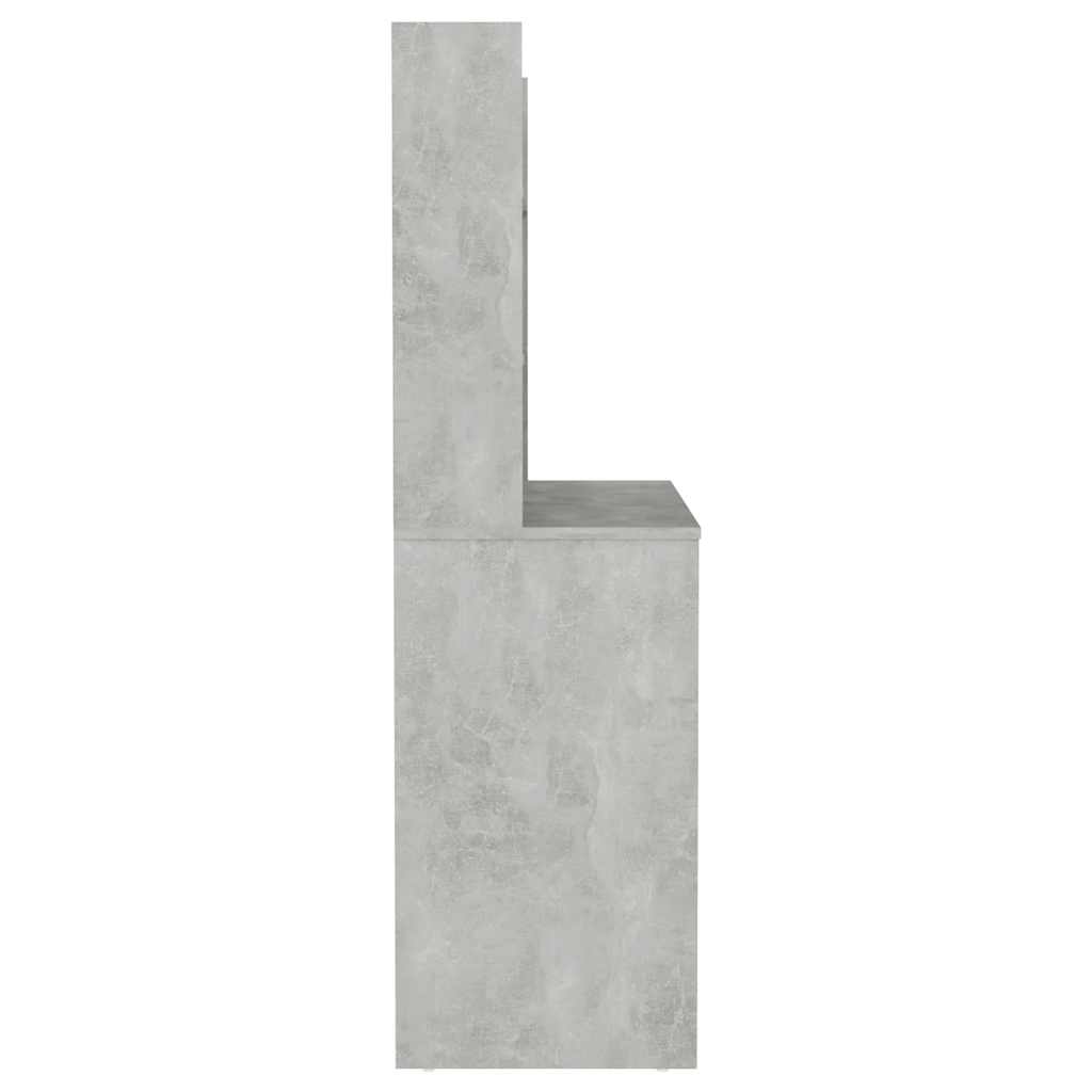 Makeup Table with LED Lights 100x40x135 cm MDF Concrete Grey