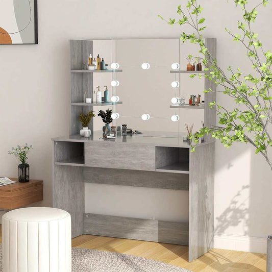 Makeup Table | Concrete grey | MDF with melamine surface | Medium