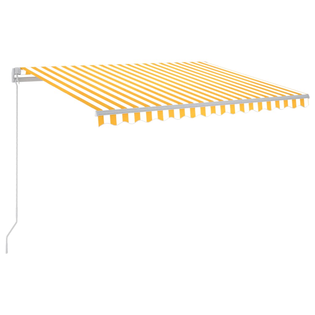 vidaXL Manual Retractable Awning with LED 300x250 cm Yellow and White