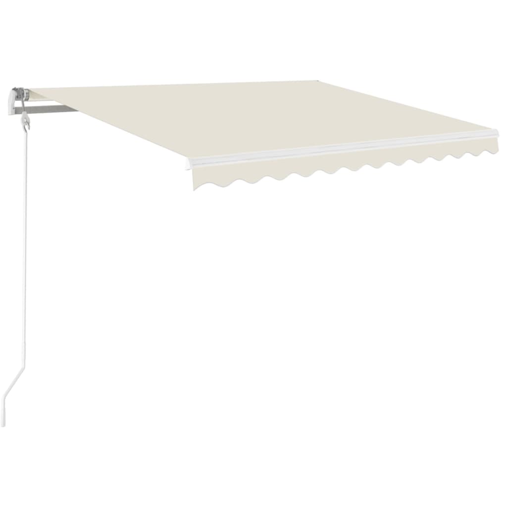 3068882 vidaXL Manual Retractable Awning with LED 350x250 cm Cream (313200+313167)