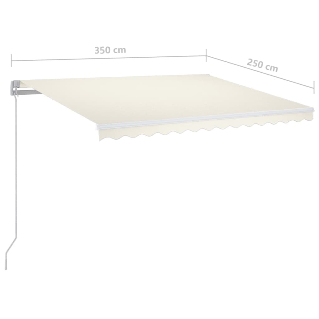 3068882 vidaXL Manual Retractable Awning with LED 350x250 cm Cream (313200+313167)