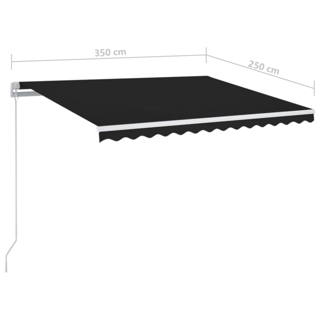 vidaXL Manual Retractable Awning with LED 350x250 cm Anthracite
