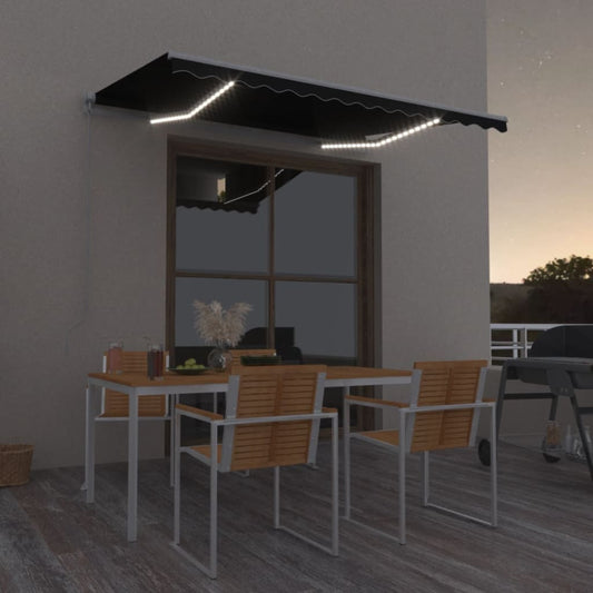 vidaXL Manual Retractable Awning with LED 350x250 cm Anthracite