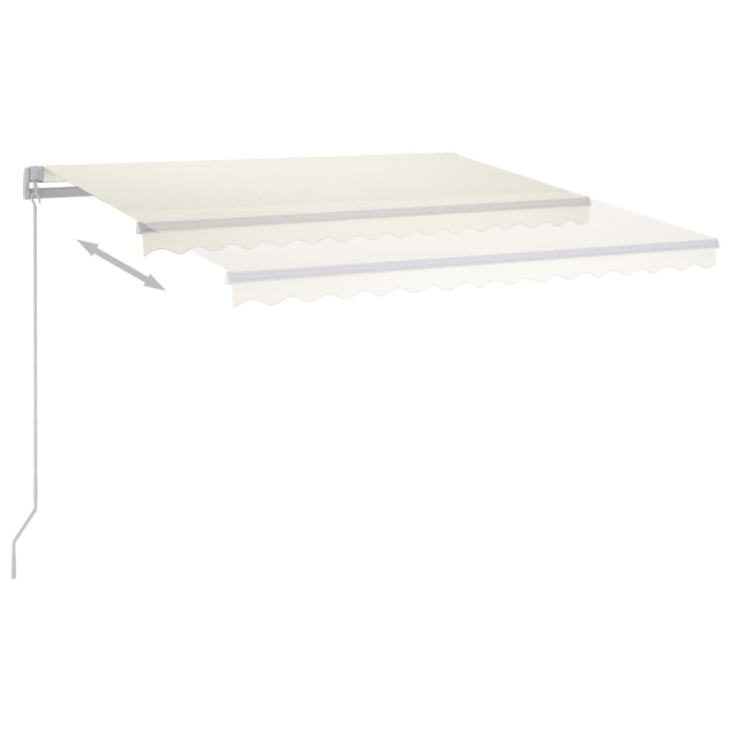 Manual Retractable Awning with LED 450x300 cm Cream