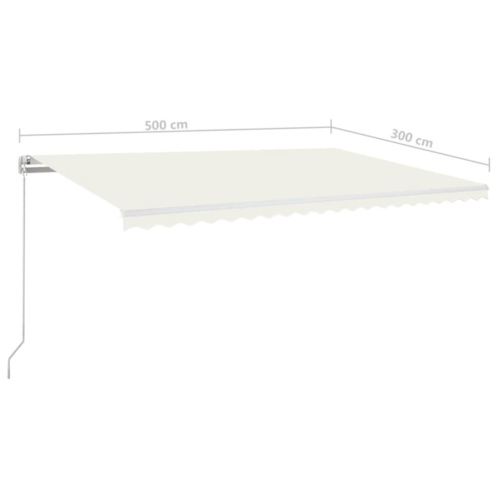 vidaXL Manual Retractable Awning 500x300 cm Cream