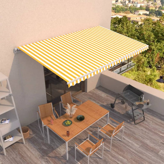 vidaXL Manual Retractable Awning 500x300 cm Yellow and White