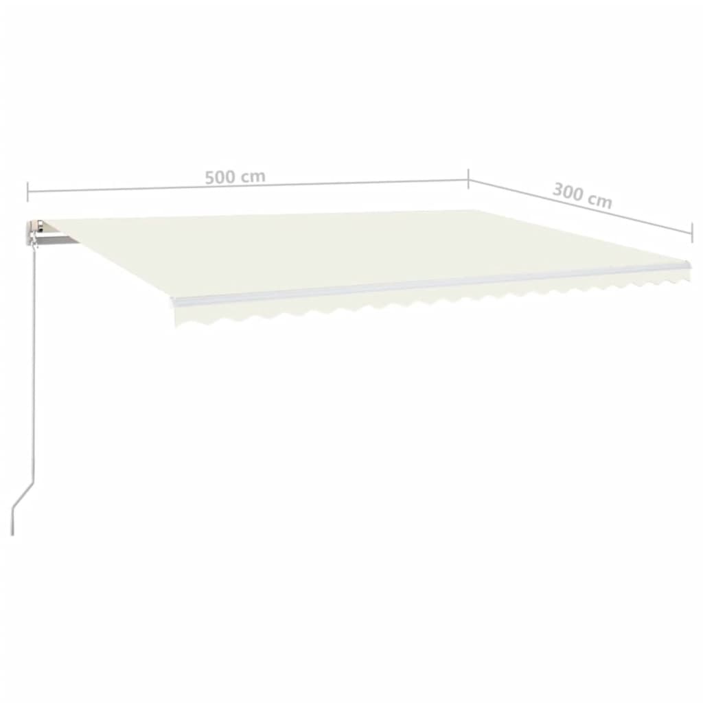 vidaXL Manual Retractable Awning with LED 500x300 cm Cream