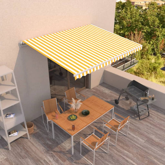 vidaXL Manual Retractable Awning 400x350 cm Yellow and White