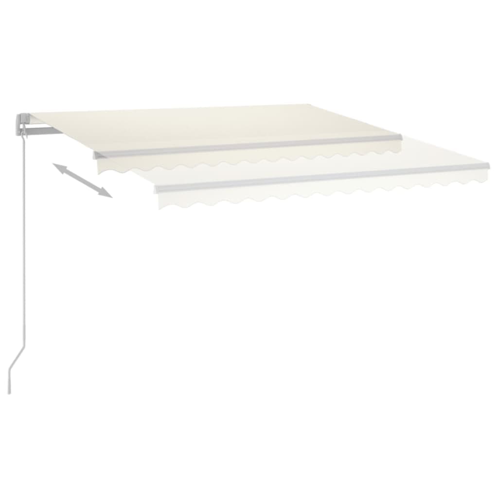 Manual Retractable Awning with LED 400x350 cm Cream