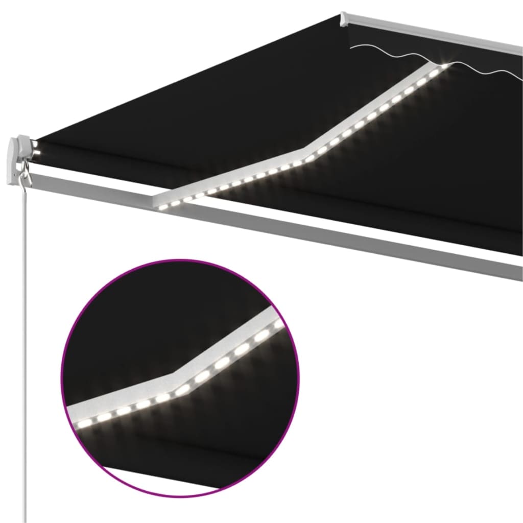 Manual Retractable Awning with LED 400x350 cm Anthracite