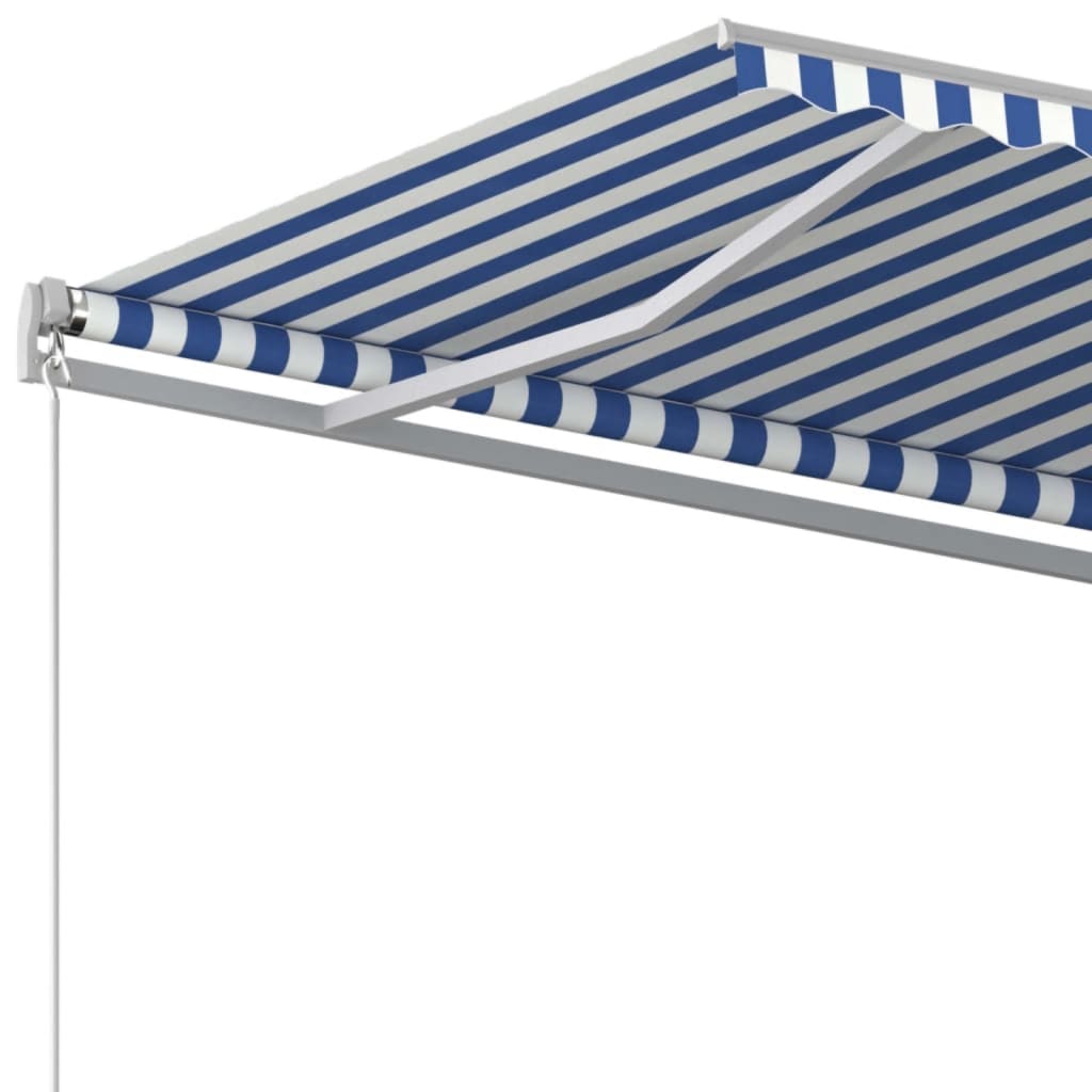 vidaXL Manual Retractable Awning 450x350 cm Blue and White