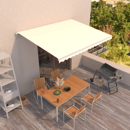 3068997 vidaXL Manual Retractable Awning 450x350 cm Cream (313196+313171)