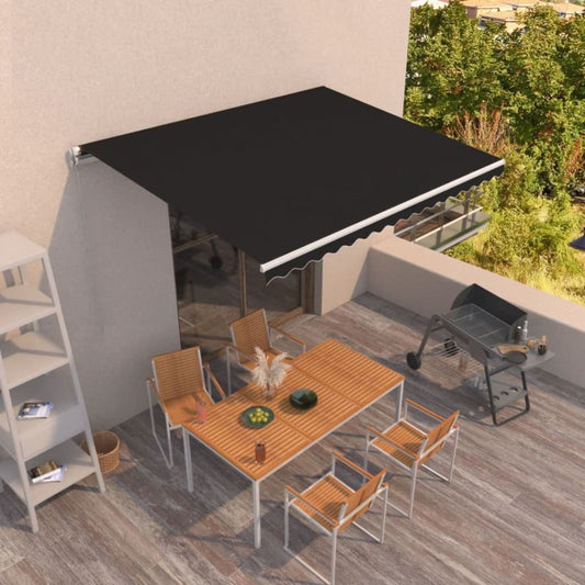 3068999 vidaXL Manual Retractable Awning 450x350 cm Anthracite (313196+313182)