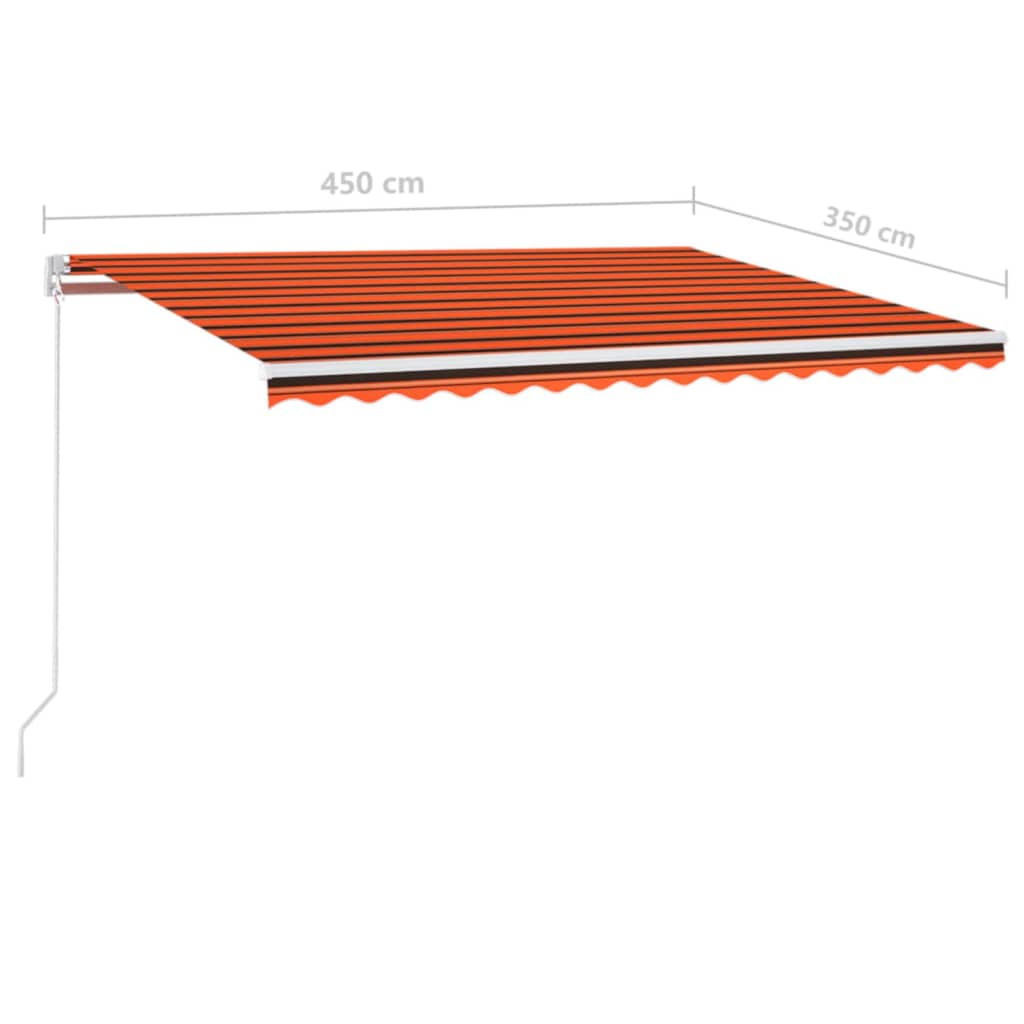 vidaXL Manual Retractable Awning with LED 450x350 cm Orange and Brown