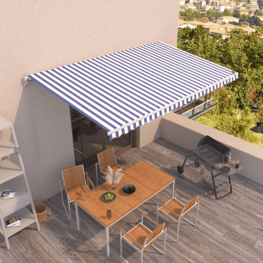 3069016 vidaXL Manual Retractable Awning 500x350 cm Blue and White (313197+313165)
