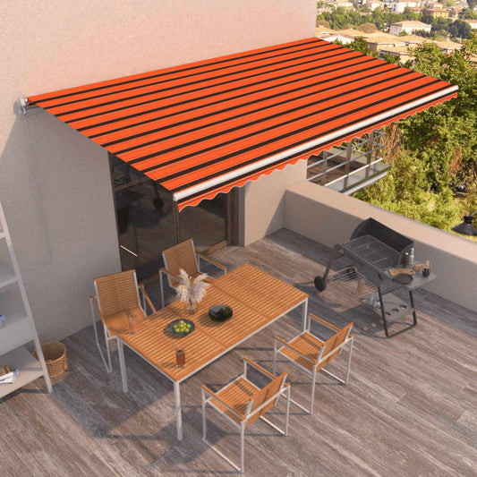 vidaXL Manual Retractable Awning 600x350 cm Orange and Brown