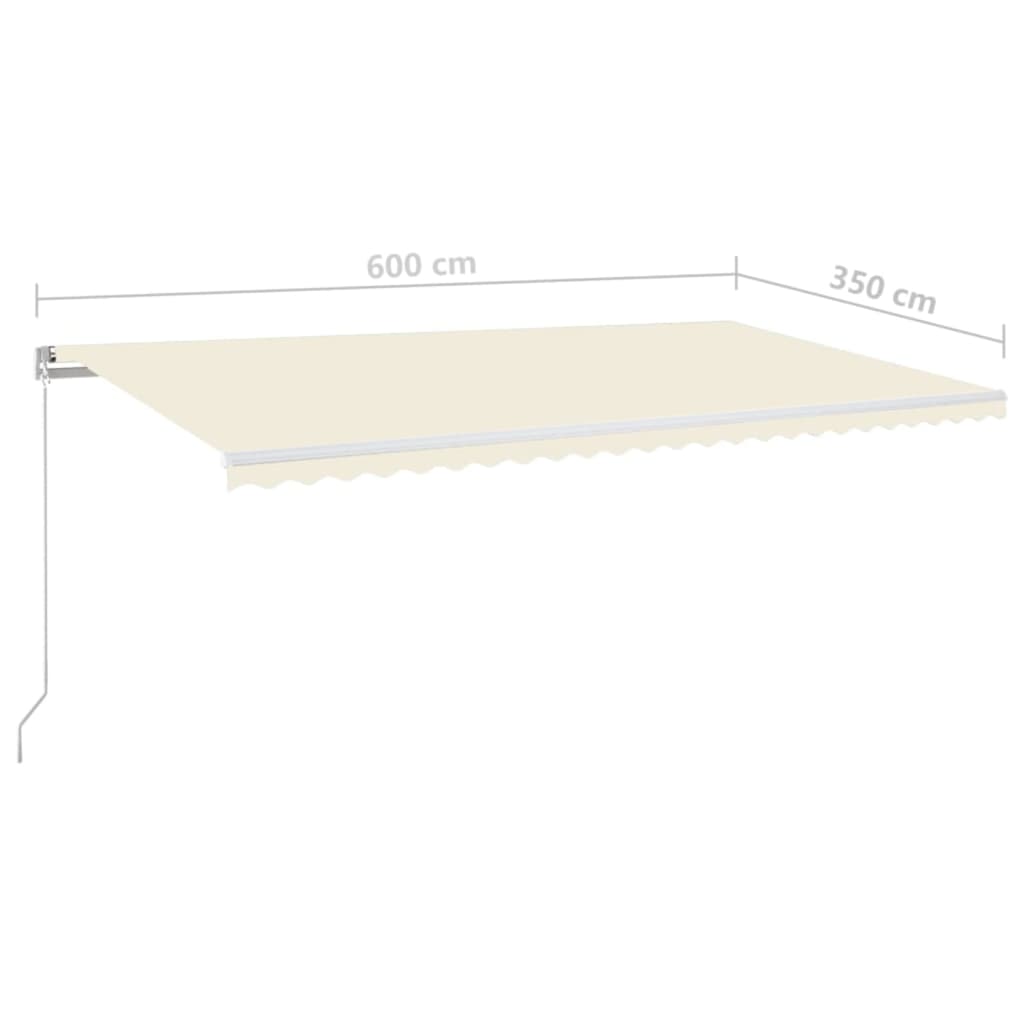 vidaXL Manual Retractable Awning with LED 600x350 cm Cream