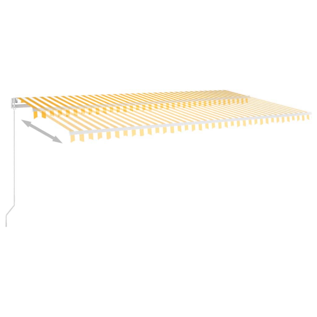 vidaXL Manual Retractable Awning with LED 600x350 cm Yellow and White