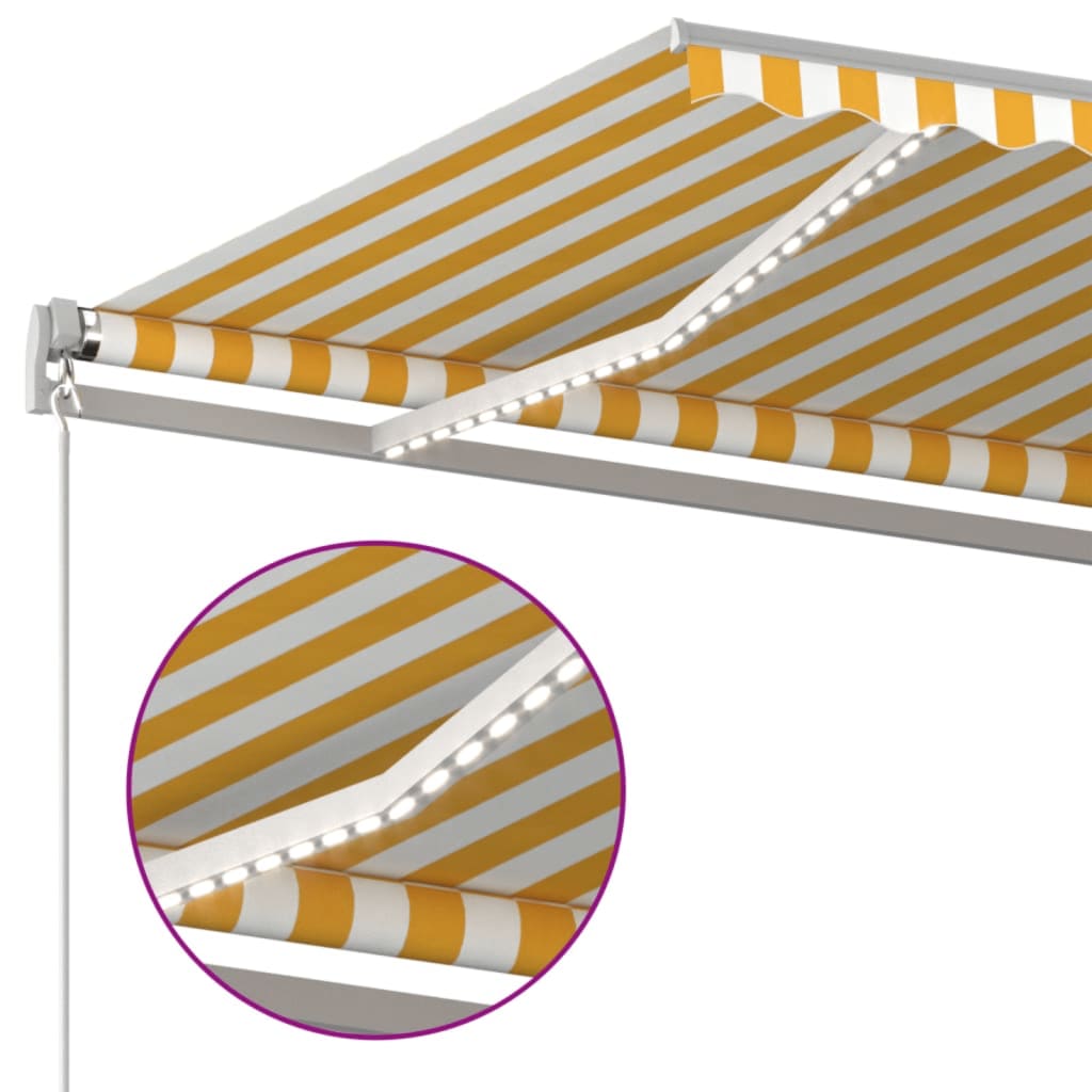 vidaXL Manual Retractable Awning with LED 600x350 cm Yellow and White