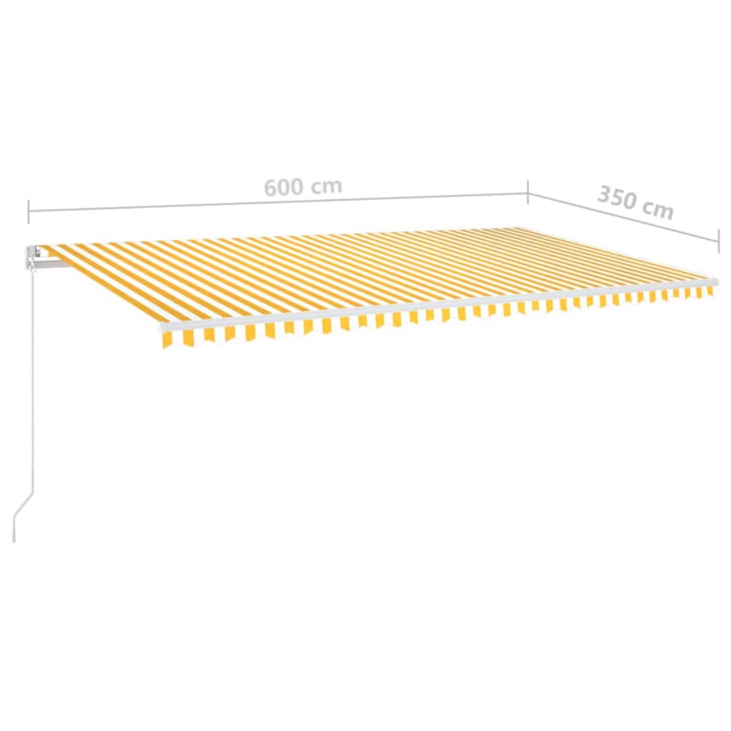 vidaXL Manual Retractable Awning with LED 600x350 cm Yellow and White