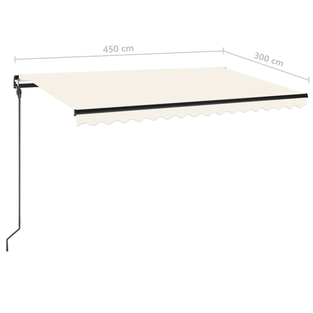 3069117 vidaXL Manual Retractable Awning 450x300 cm Cream (313232+313168)