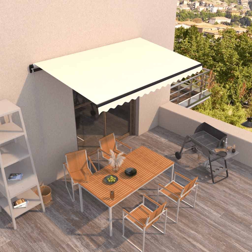 3069117 vidaXL Manual Retractable Awning 450x300 cm Cream (313232+313168)