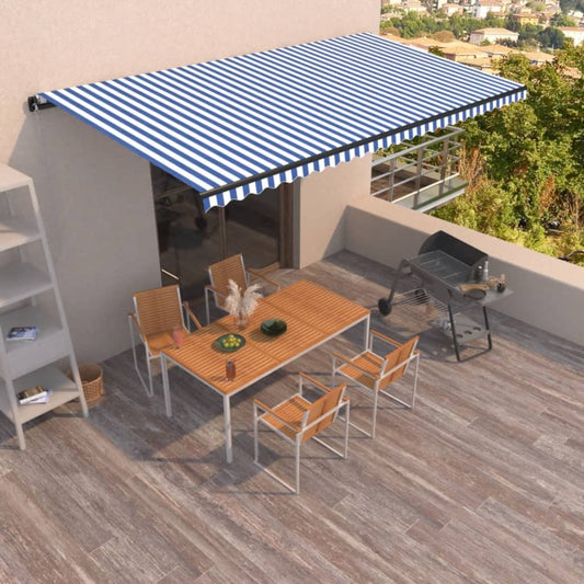 vidaXL Manual Retractable Awning 600x350 cm Blue and White