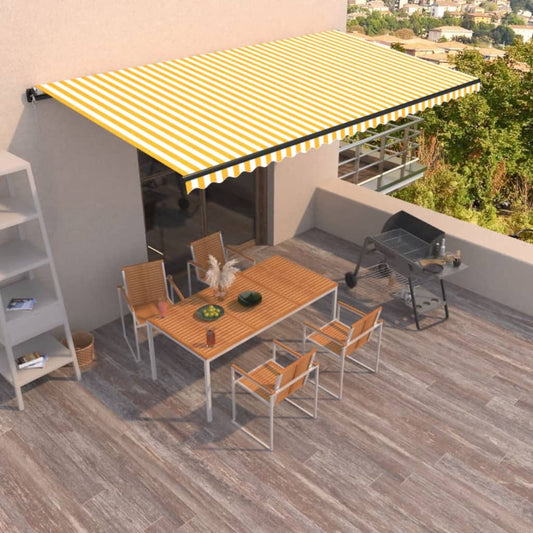 vidaXL Manual Retractable Awning 600x350 cm Yellow and White