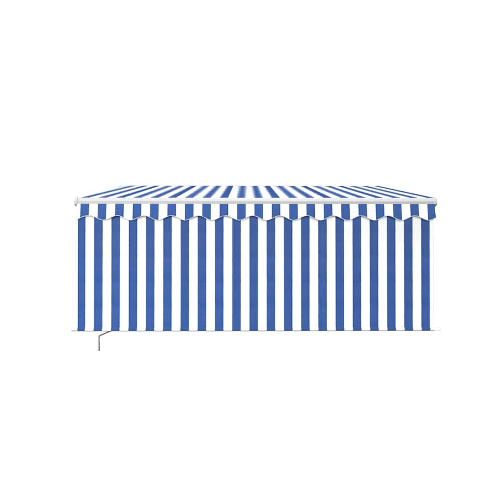 Manual Retractable Awning with Blind 3x2.5m Blue&White