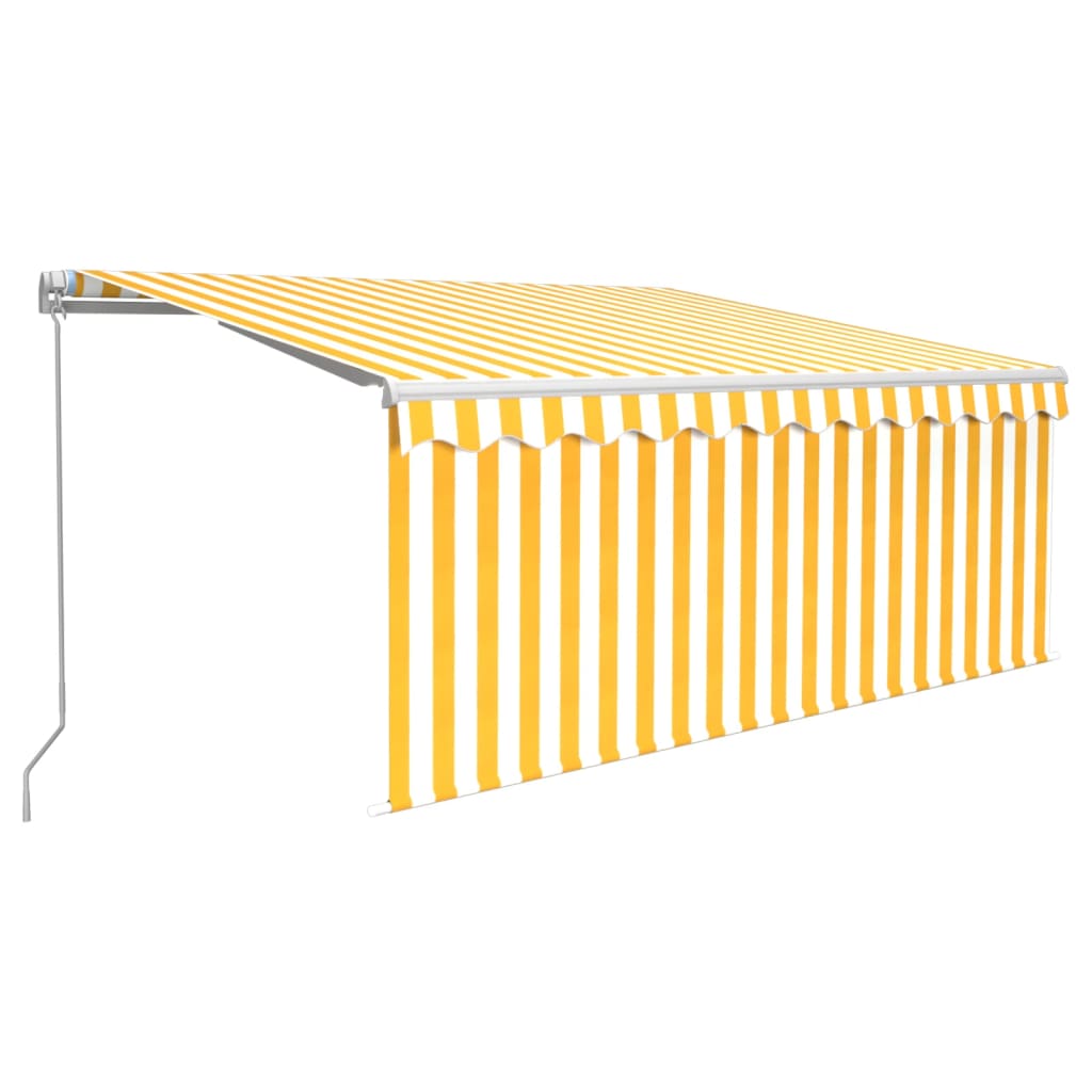 vidaXL Manual Retractable Awning with Blind 3x2.5m Yellow&White