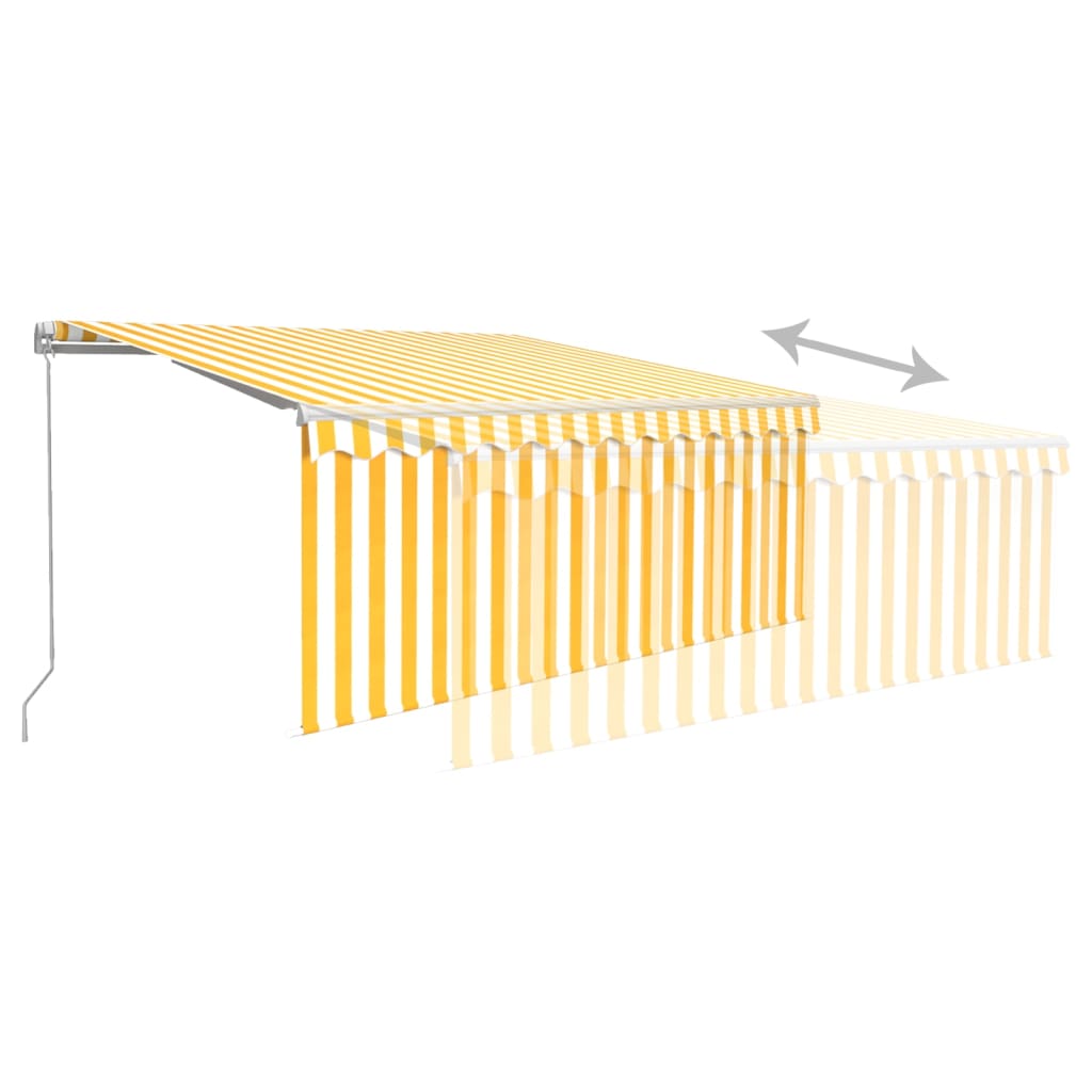 vidaXL Manual Retractable Awning with Blind 3x2.5m Yellow&White