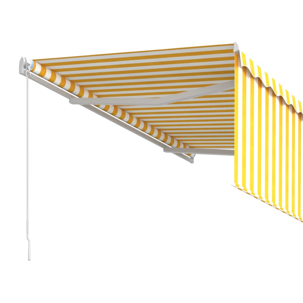 vidaXL Manual Retractable Awning with Blind 3x2.5m Yellow&White