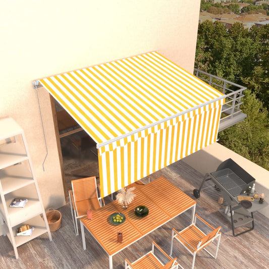 vidaXL Manual Retractable Awning with Blind 3x2.5m Yellow&White