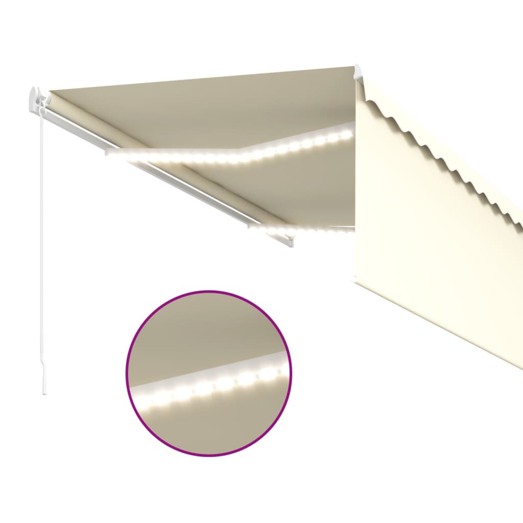 Manual Retractable Awning with Blind&LED 3.5x2.5m Cream